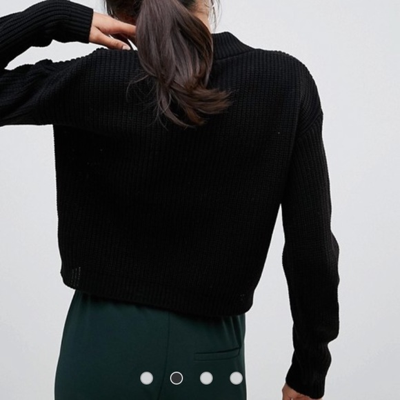 🆕Crop High Neck Knit Sweater - Picture 2 of 3